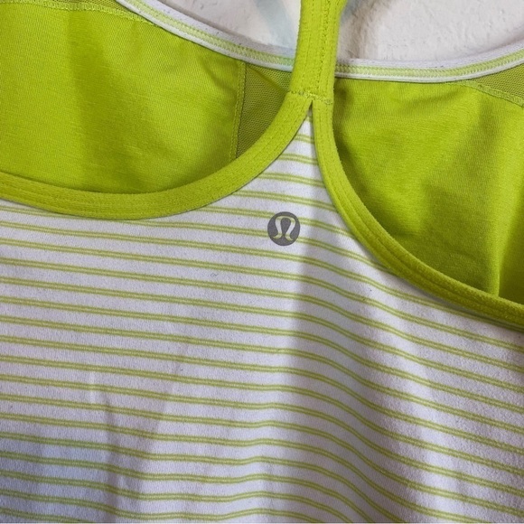 Lululemon Power Y Tank Lime Green Stripe Size 10 - Picture 6 of 10
